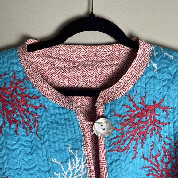 Patty Kim Women's Coral Pattern  Asian Kimono Inspired Reversible‎ Jacket M - Picture 3 of 11